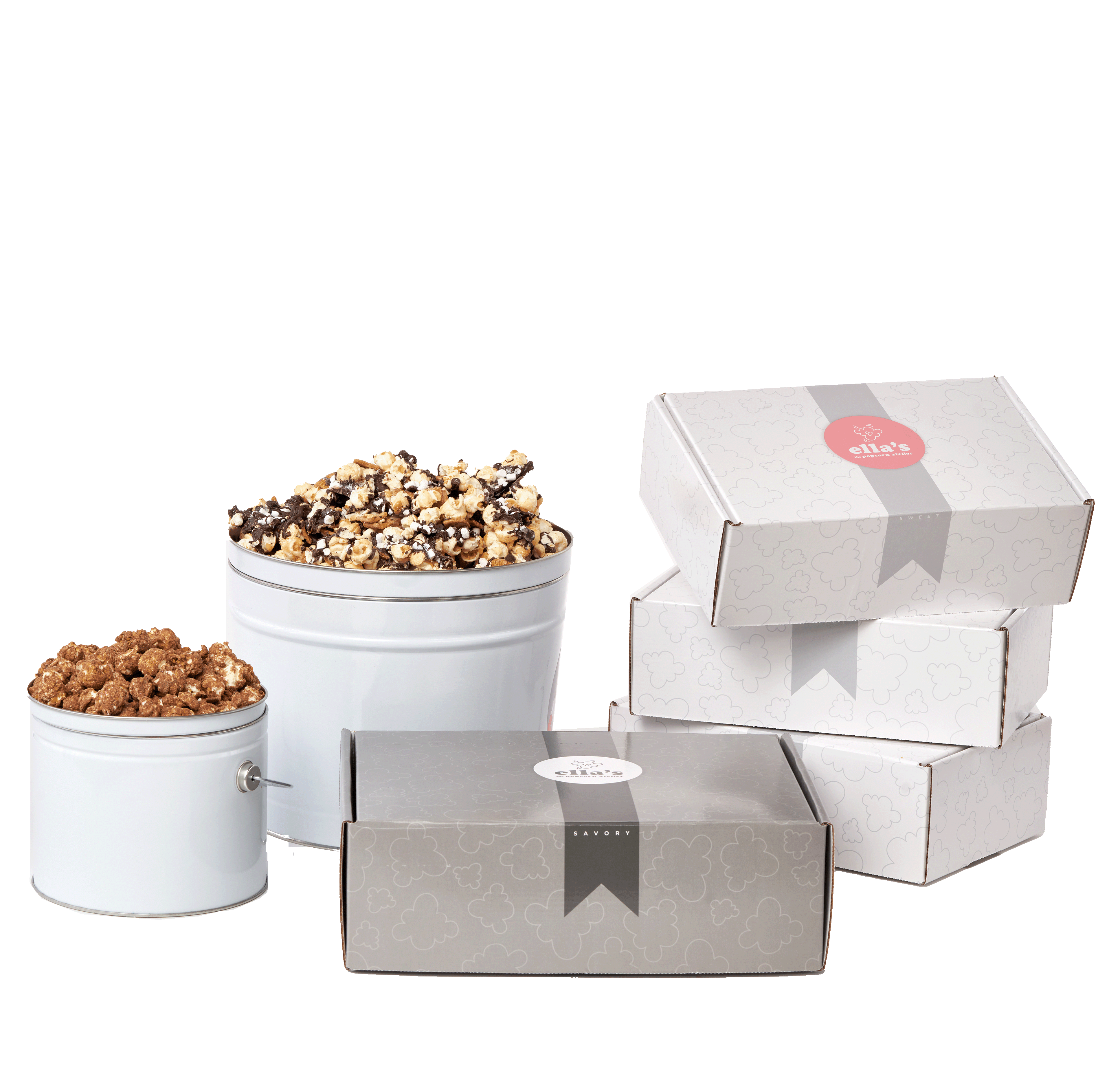 Ella's Popcorn Flavors are available in 2 cup, 4 cup, and 8 cup bags. Enjoy our curated Flavor of the Month Subscription box!