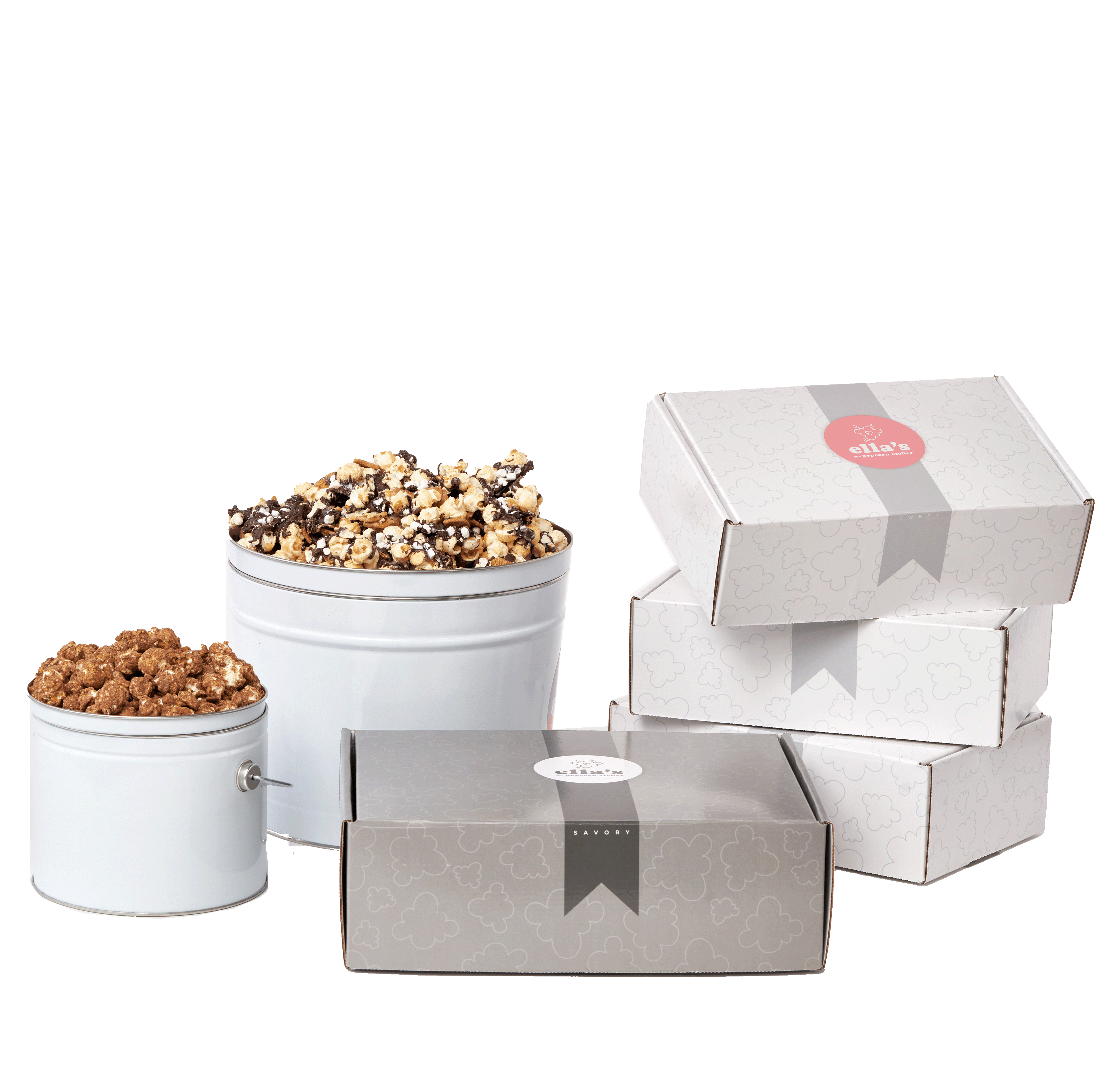 Ella's Popcorn Flavors are available in 2 cup, 4 cup, and 8 cup bags. Enjoy our curated Flavor of the Month Subscription box! 
